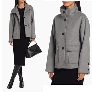 If Only Studio Women’s Wool Double-Faced Short Jacket Grey Coat Size Small NEW